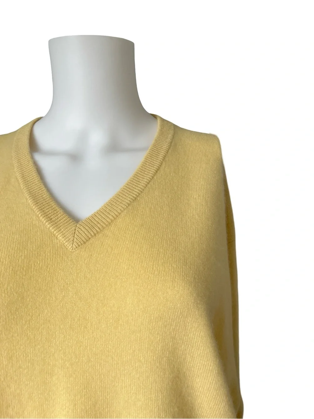 Club Room Cashmere Sweater Butter Yellow Soft Knit V Neck Mens Size XXL
